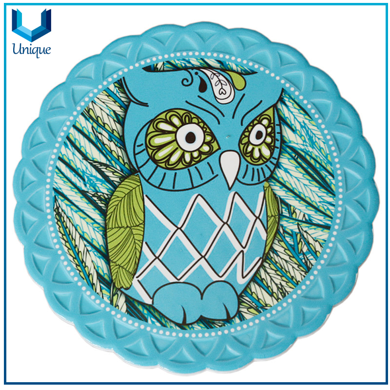 custom owl pattern ceramic trivet hot plate holder mat pads for souvenir gifts