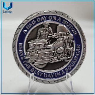 Custom Design 2.25" antique silver die cast Zinc alloy Medal Police coin in Tire shape