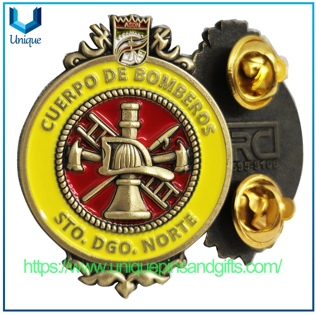 Customize Design Puerto Rico 3D Firefighter Metal Brooch Lapel Pin