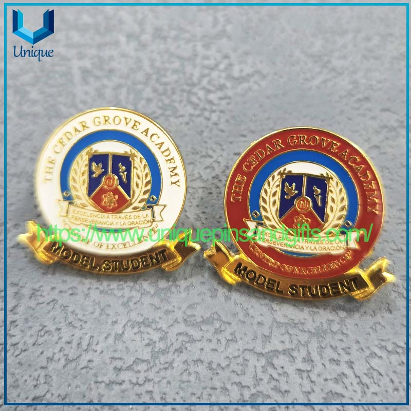 Custom Design Logo Soft Enamel School Metal Lapel Pin School Badge with Epoxy