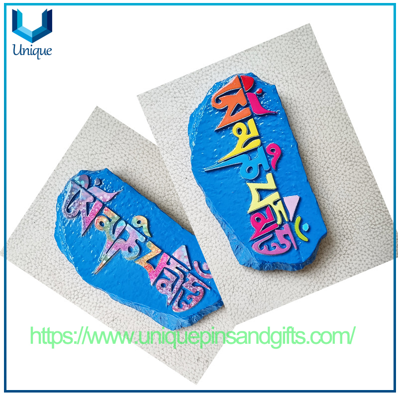 Custom Cityscape Fridge Magnet Stickers, Lhasa Blessing Resin Fridge Magnet Stickers for Traditional Ethnic Cultural Tourism Handicrafts Souvenir Gifts