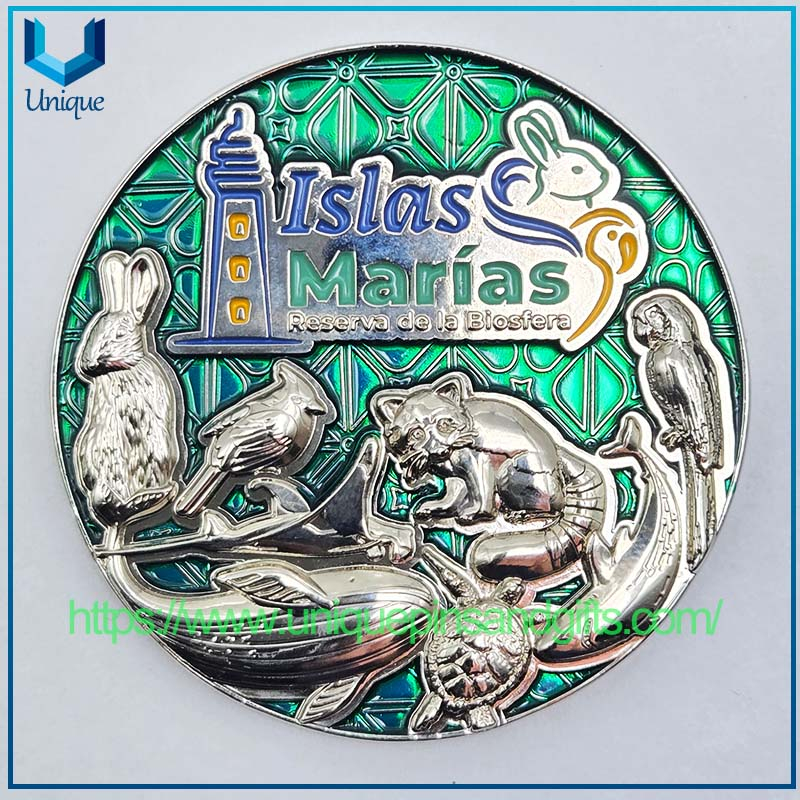 Customized Diamond Edge 3D Metal Commemorative Coin Double-Sided Electroplating Gold/Silver MEXICO ARMADA Commemorative Coin