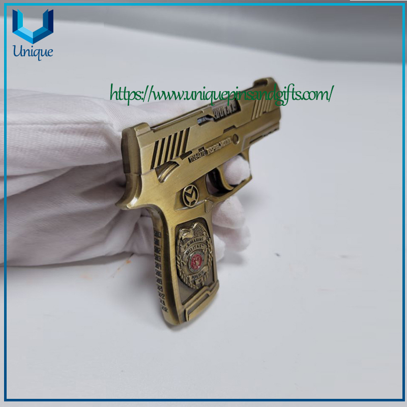 Customized Design Metal Coin Gun Mode Army Marine Souvenir Coin Police souvenirs