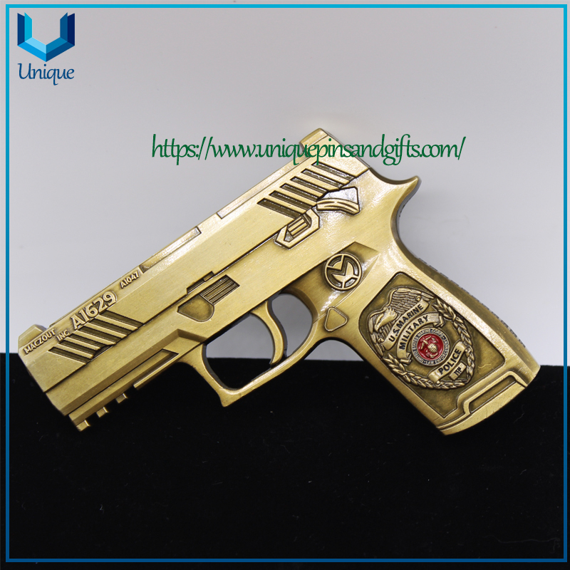 Customized Design Metal Coin Gun Mode Army Marine Souvenir Coin Police souvenirs