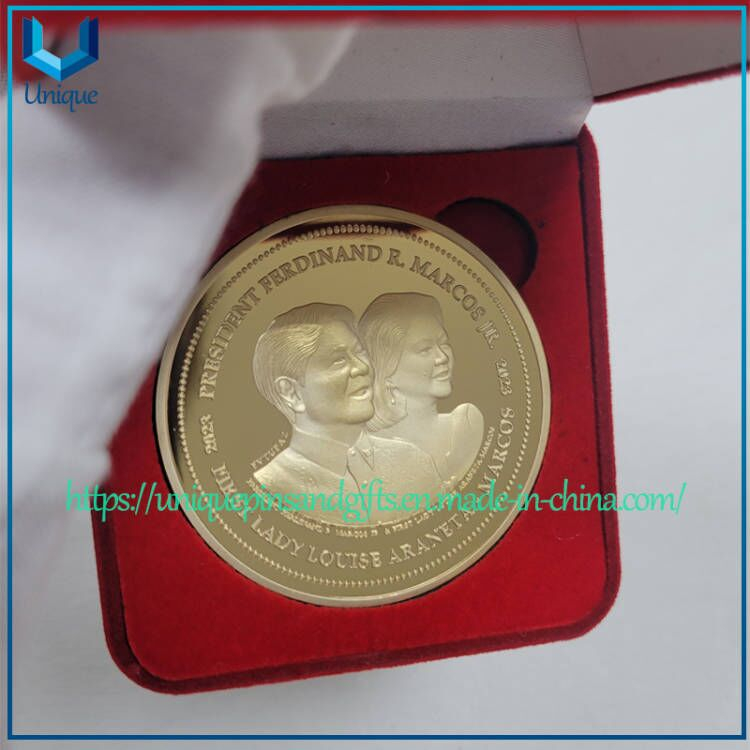 High Quality Custom design Philippine President Medal Coins /Dual side gold/silver plating Commemorative Medal Coin