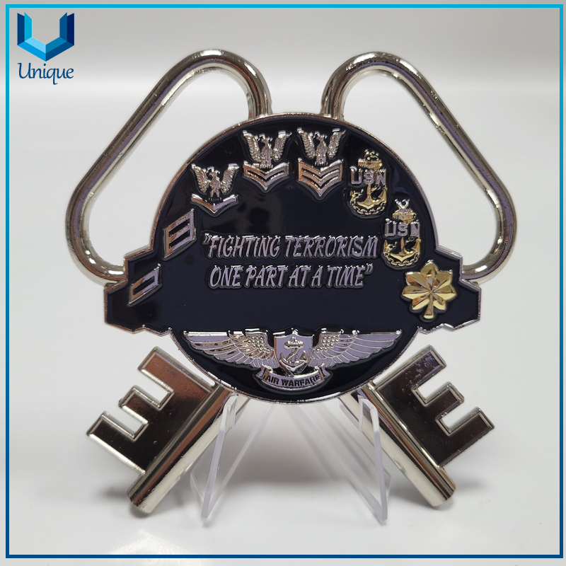 Customized Design Fashion Unique Keychain shape 3D nickel USA Navy commemorative coin