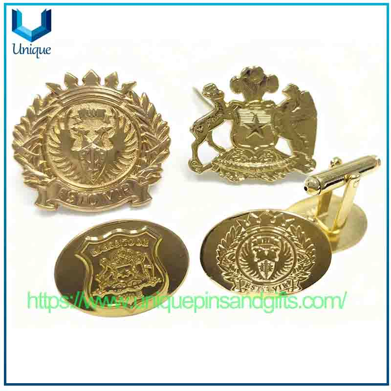 Customized Metal Gold Plated Badge Brooch Lapel Pin Cuff-link Chile Tactical Morale Security Badge