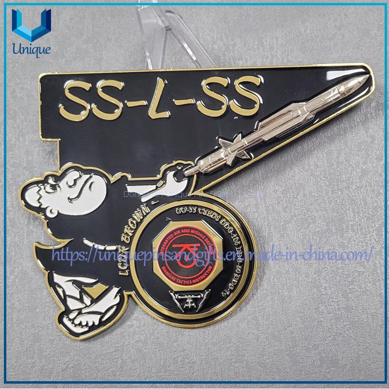 Die cast zinc alloy commemorative coin, ship， 3D brown coin