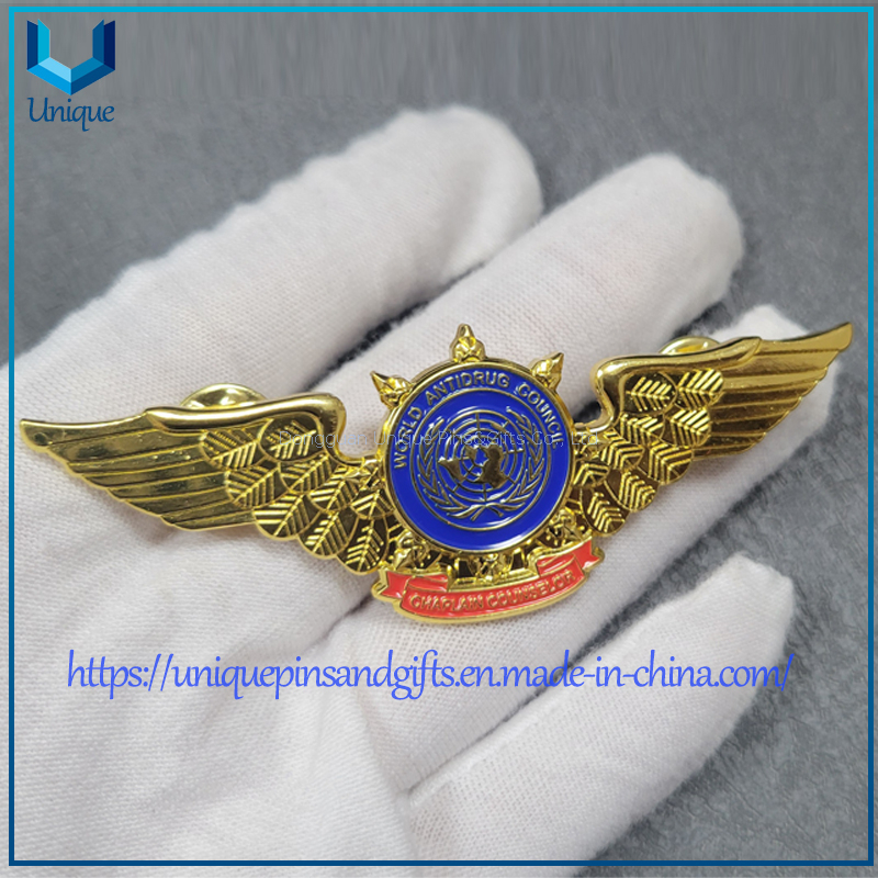 Custom 3D gold High Quality bronze Award Medal Badge,Ecuador World Anti-Drug Council Metal Elbme Lapel Pin