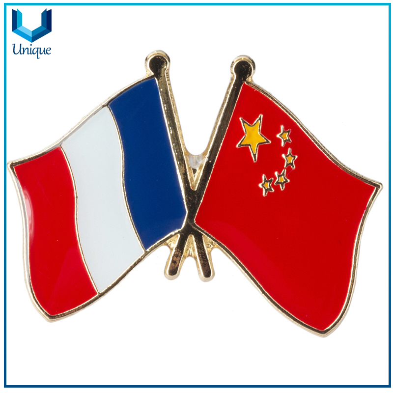 Customize Country Flag Pin, Enamel Club Flag Pin Badge, Football Team Flag Brooches,Dual Flag Lapel Pin for Promotional Gifts