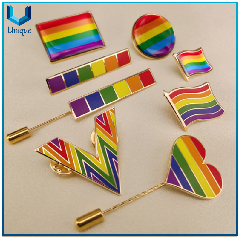 Customize Garment Pin, Sounvenir Lapel Pin, Anniversary Gold Pin, Hard Enamel Wedding Pin, Rainbow Pin Badge