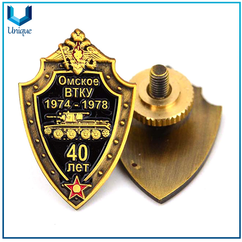 china Military Coin factory, Customize Police Badge with Genuine Leather Holder , 3D 24k Gold Plating Military Badge with Engraving Series Number,