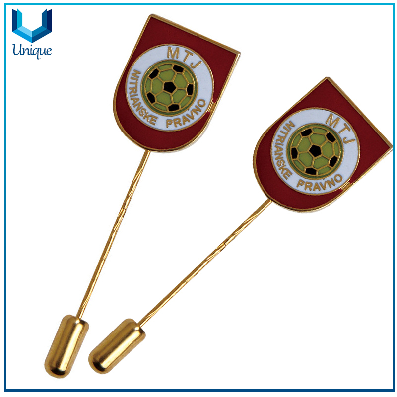Customize Football Club Badge, Gold Enamel Lapel Pin with long Needle, Suit Decoration metal Pins, gift Pins