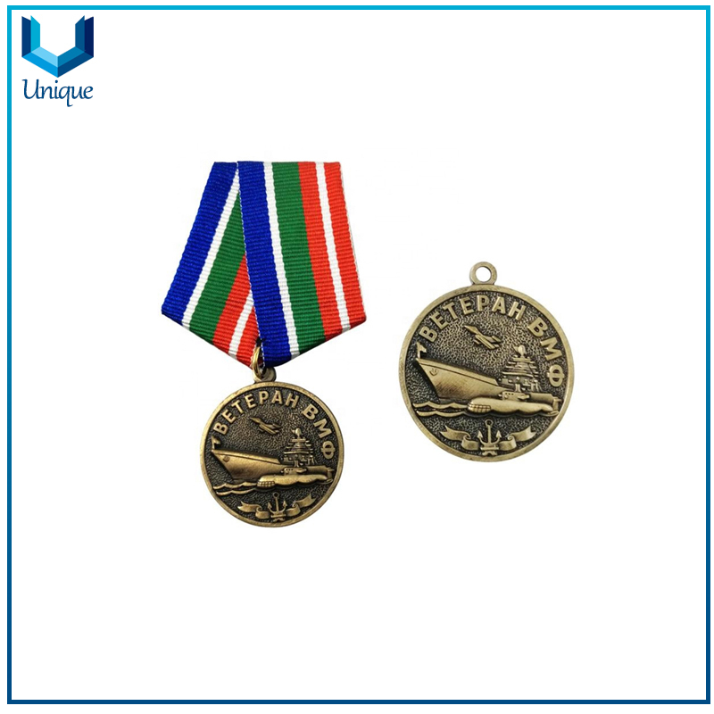 Antique Gold Plating 3D Medal, Military Medal Plaque, Customize Design Medal Trophy W/ Safety Pin for Wearing