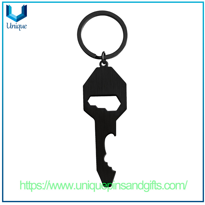 Custom Fashion Key Shape Decoration Keychain Promotional Gift Souvenir Coins Metal Beer Bar Wine Corkscrew Bottle Opener Metal Keychain