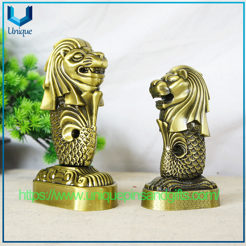 Creative Singapore Tourist Souvenirs Metal Handicraft Merlion Model Ornaments Home Decoration Merlion Figurines