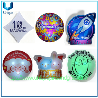 Custom Activity Logo Colorful Acrylic Luminous Chest Badge with LED Flashing Badge