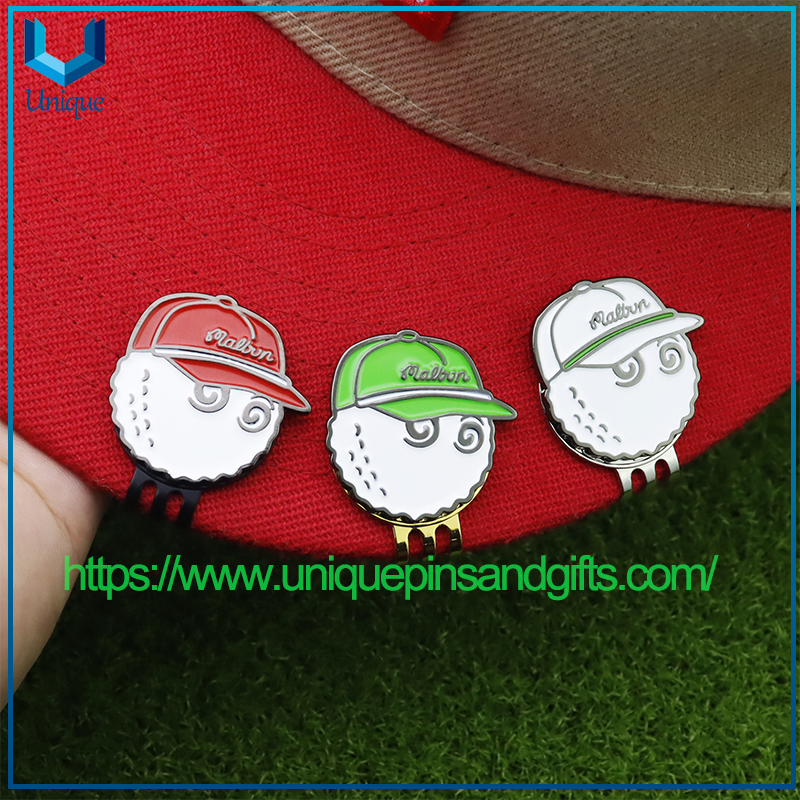 New Golf Ball Marker Hat Clip Metal Manganese Steel Hat Clip Enamel Glazed Golf Ball Markers