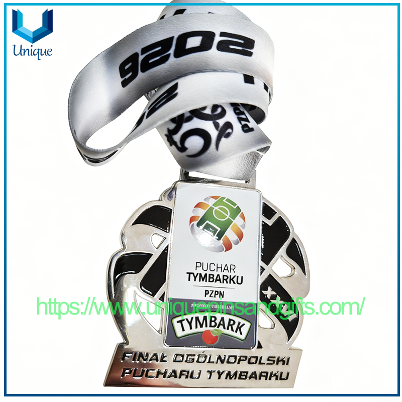 Custom Poland PZPN Gold Silver Bronze Medal Sports Event Metal Medals with Ribbon