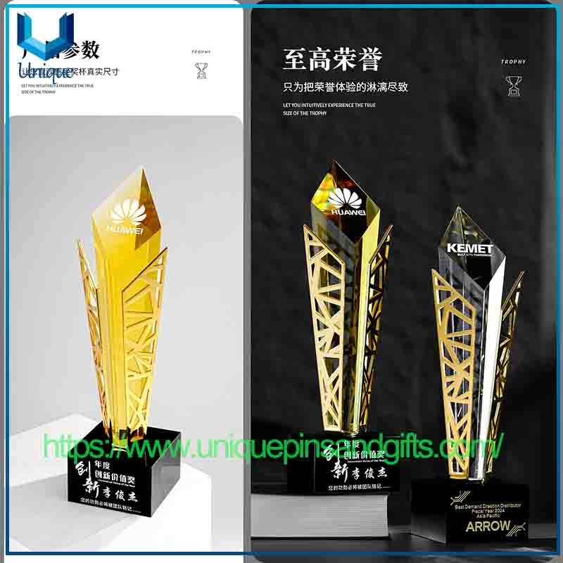 Peak Moment High-End Elegant Crystal Metal Award Trophy Creative Annual Conference Award Trophy Outstanding Employees Award Trophy