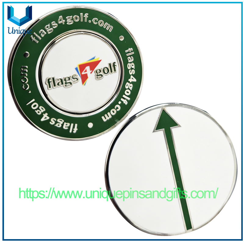Custom Logo Metal Golf Ball Marker & Flexi Clip Golf Accessories