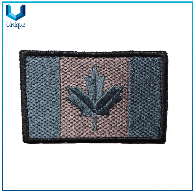 Embroidered Textile Badges, Full Embroidery Canada Nathional Flag Patch, Stick on Embroidery Label Patches, Iron on Embroidery Logo 