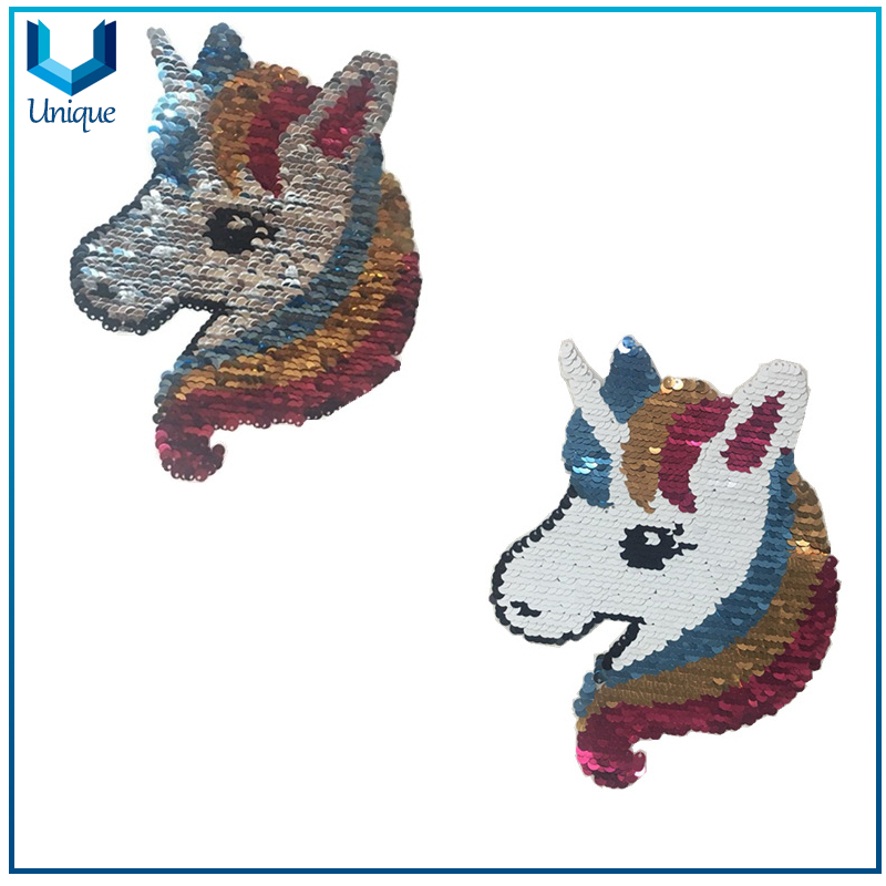 Flip Sequin Patches, Change color Embroidery labels, Reversible Sequin Label for Cloth, Bag Decoration, Customize Dog, Unicorn Style Sequin Patches