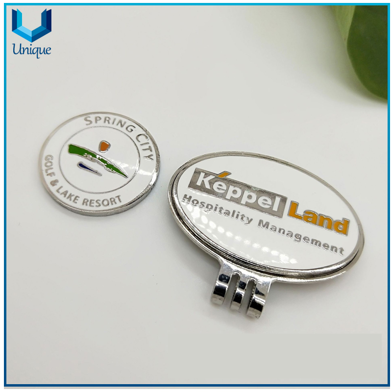 High Quality Golf Accessories, Hard Enamel Golf Ballmarker with Logo+Ball Marker in Set, Customize Soft Cloisonne Golf Metal Cap Clip+ Ballmarkers