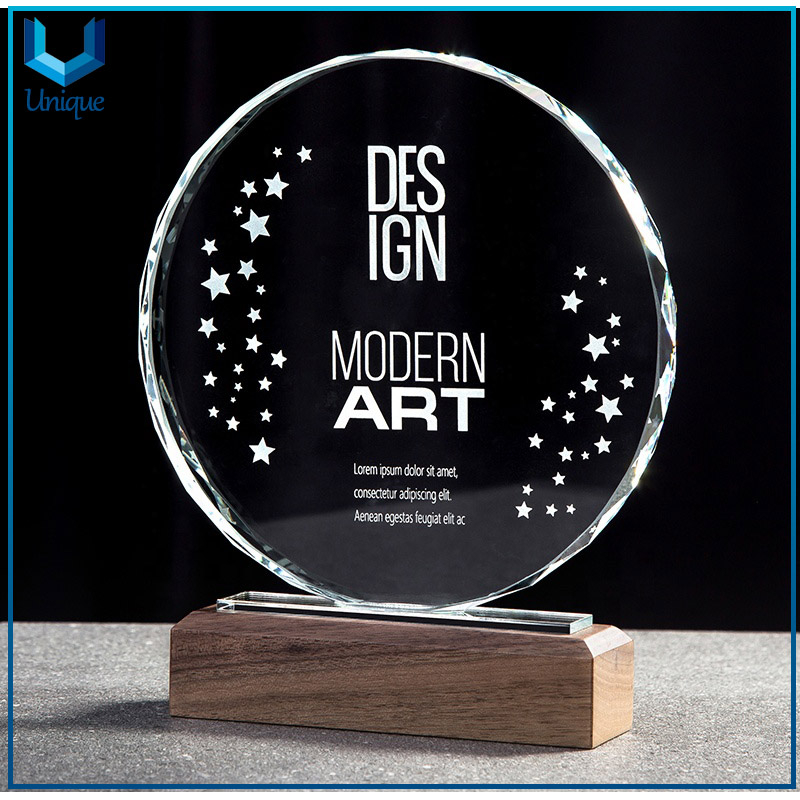 Custom Qatar Company anniversary Crystal trophy with LED light-2