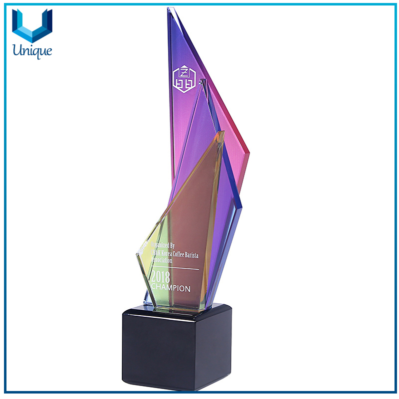 Fancy Creative Crystal Plaque, Colorful K9 Crystal Award Trophy, Customize Design Trophy Cup, Glass Medal Trophy