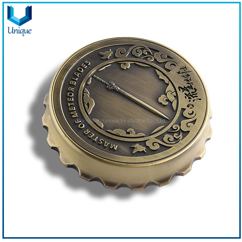 China Wholesale Beer Bottle Opener, Fashion Promotional Gifts Metal Bottle Opener, Customize 3D Antique Brass Can Opener 