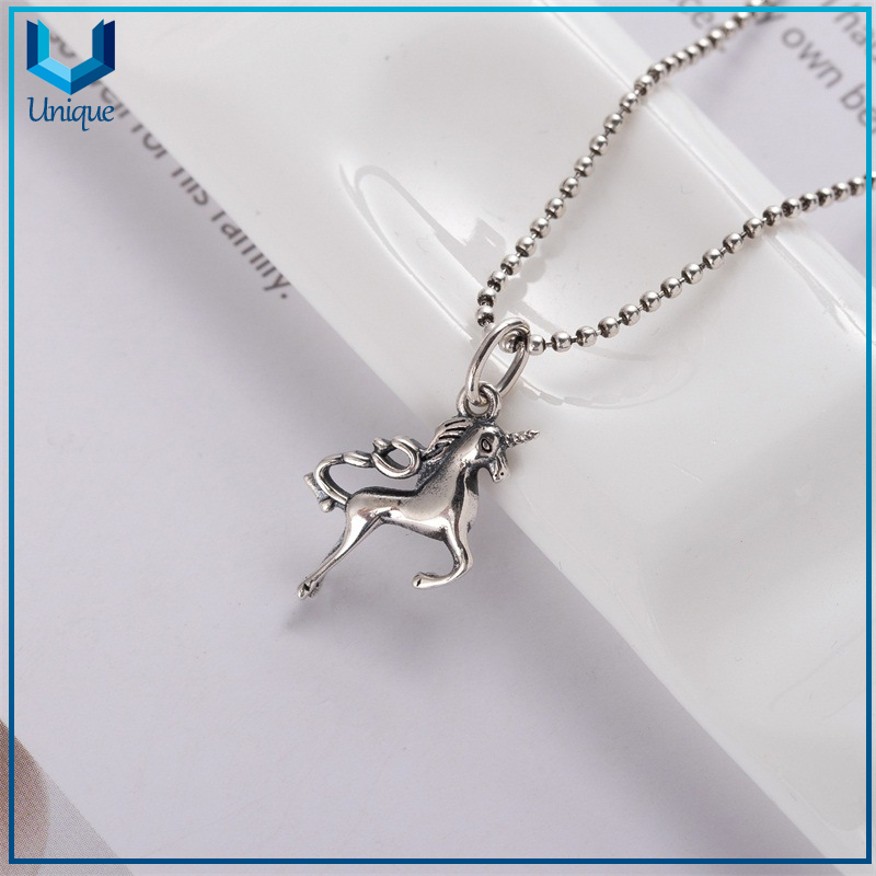 Custom High Quality 925 Silver Unicorn Necklace pendant, Factory Wholesale gold Rhodium plated 925 silver pendant Necklace