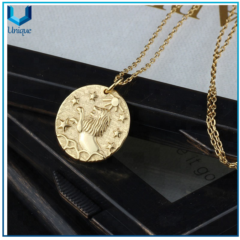 custom pendant maker,engraved silver necklace,custom logo Coin pendant gold, 925 silver hip hop pendants