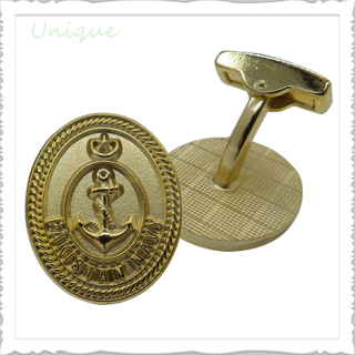 China Wholesale Gold Plated 3D Anchor Cufflink with Gift Box Packing, Die Cast Zinc Alloy Military Cufflink for Sounvenir Gifts