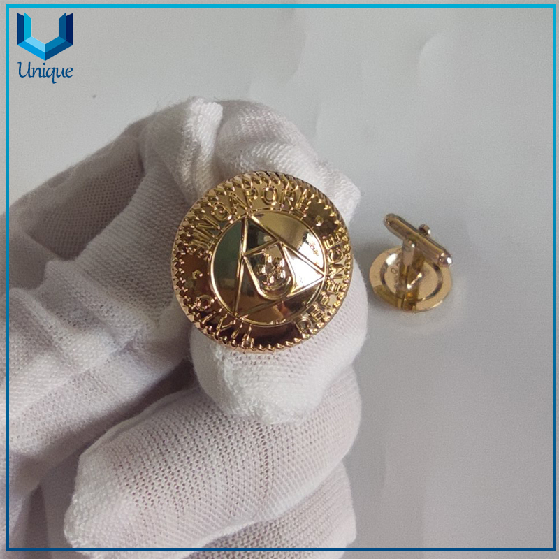 China wholesale Manufacturer for Metal Crafts, Customize Cufflink & Tie Pin in set for Promotional Gifts, Gold /Nickel Plating Anchor Logo Cufflink 