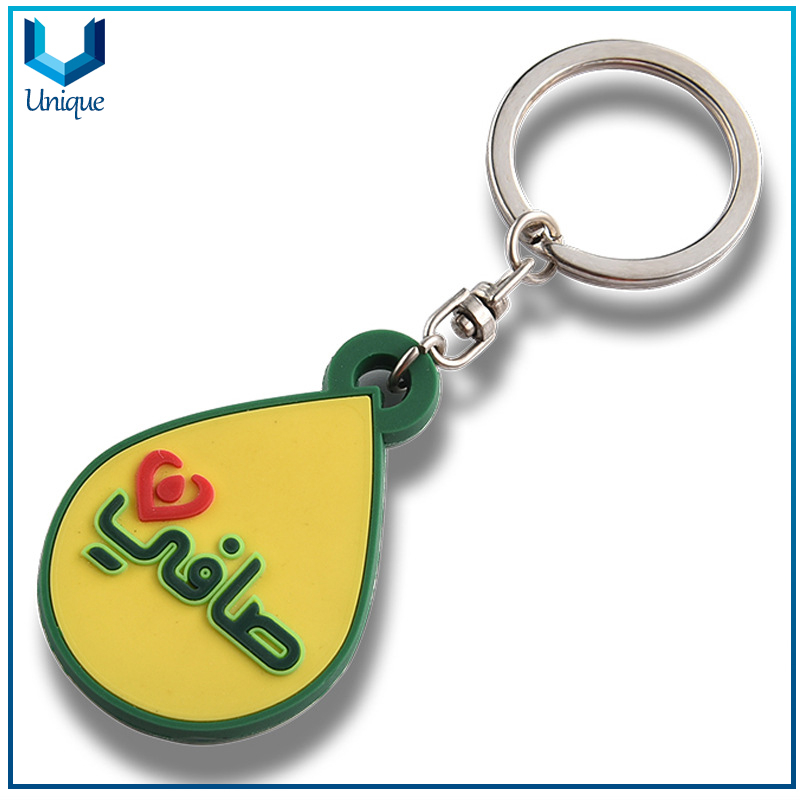 Fashion Creative Water Drop Rubber PVC Keychain, Customize UAE Silicone Keychain with Company Logo for Souvenir Gifts