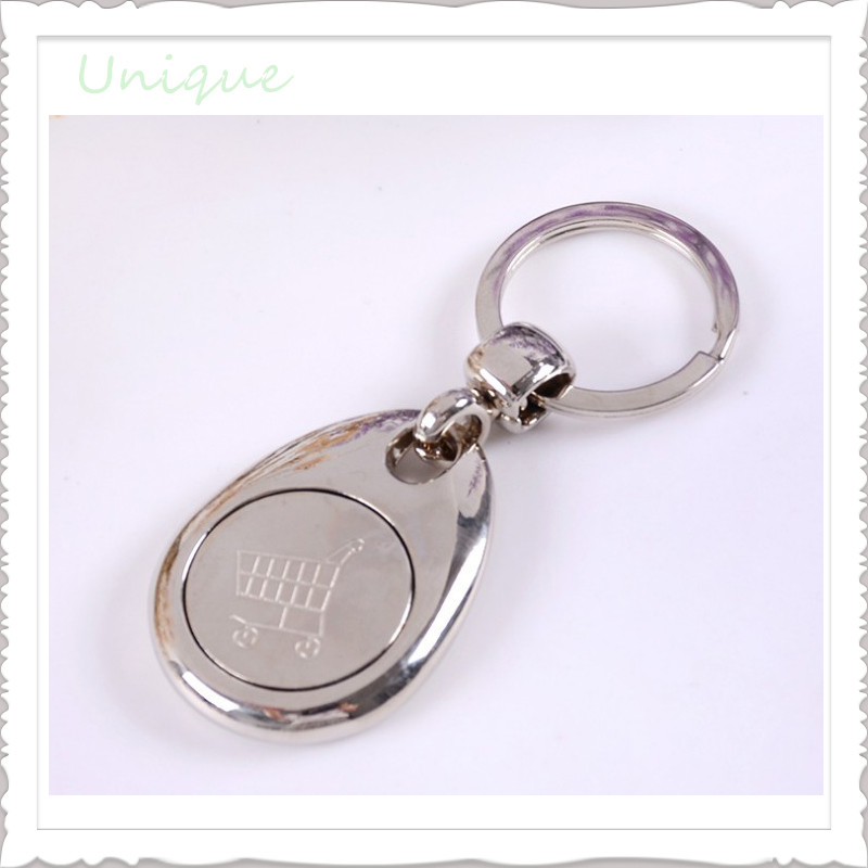 Custom Design High Quality Metal Shopping Trolley Token Coin, Keychain w/ Token coin for Promotional Gifts