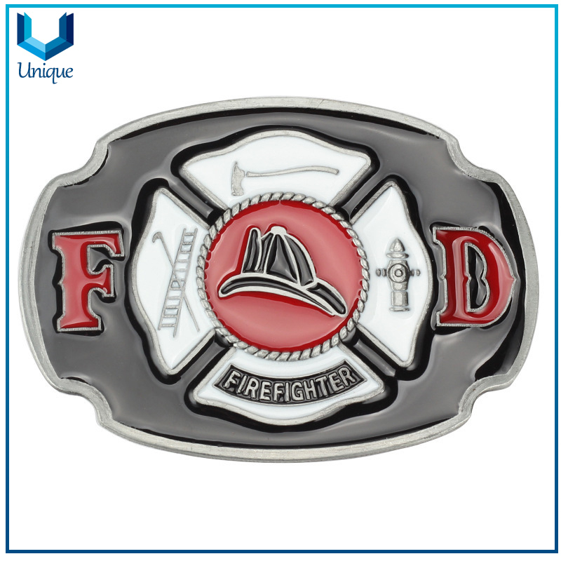 Customize Design Metal Buckle, Firefighter Metal Buckle for Souvenir Promotion Gifts, 3D Antique Plating Heavy Duty Belt Buckle