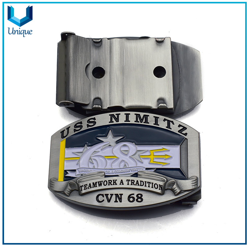 Customize USS Navy Military Metal Buckle with Engraving Number, Antique Silver/ Copper plated Tactical Fashion Wedding Leather Belt Buckle for Gifts