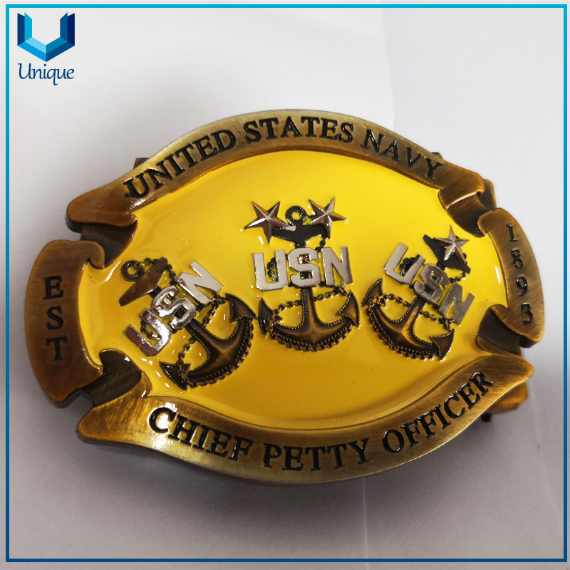  Wholesale USN Chief Officeer Metal Crafts Buckle,Custom Design Logo Souvenir Gift Enamel 3D Military Metal Belt Buckle for Fashion Accessories
