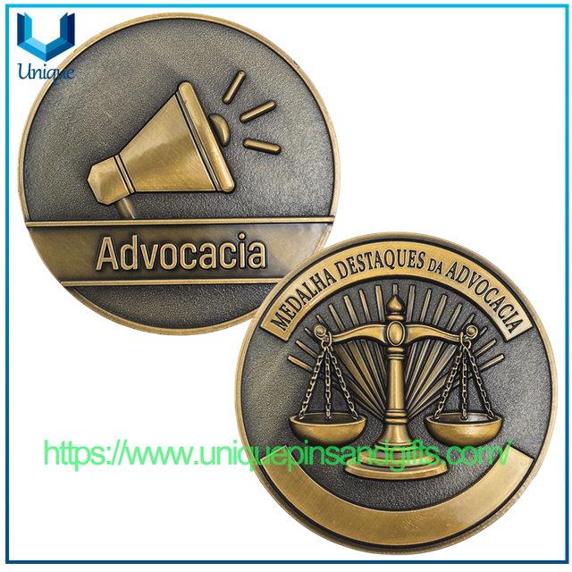 Custom Brazil 3D Antique Plating 2" Legal Excellence Medal Souvenir Coin for Advocacia