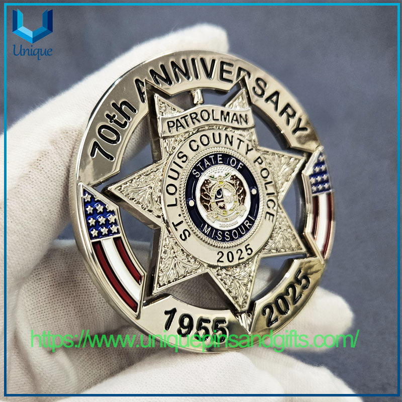 Custom Cast 3D Metal Medallion Metal Coin Souvenir Coins Shiny Gold Anniversary Patrolman Vortical Commemorative Coin