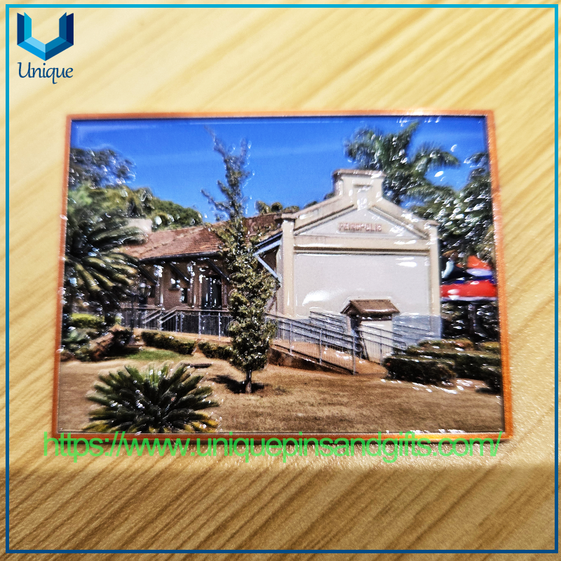 Custom Collectible Souvenirs Magnetic Refrigerator Sticker City Landscape Pattern Metal/Ceramic Fridge Magnet Sticker