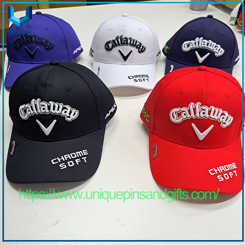 Callaway Golf 3D Embroidery Baseball Cap with Metal Logo Pin