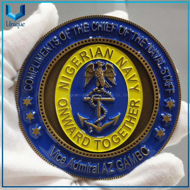 High Quality Cartoon Blue Military Honor Coin