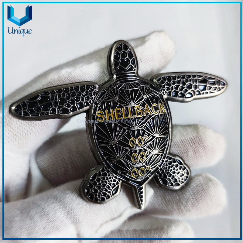 Custom 3D Shellback Turtle Coin, Black Nickel Fashion Style Commemorative Challenge Coin for Souvenir Gifts