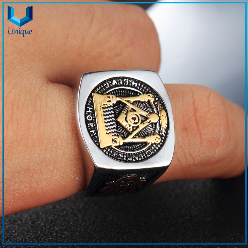 Ring Retro punk mens stainless steel fashion jewelry custom masonic ring