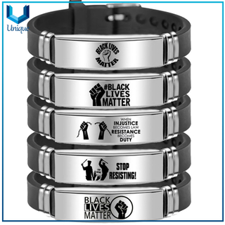 adjustable wristband silicone bracelets personalized custom engraving BLACK LIVES MATTER bracelets for men