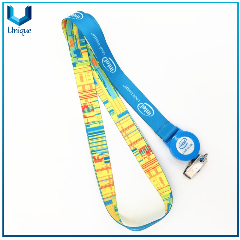 Customized polyester lanyard with badge reel