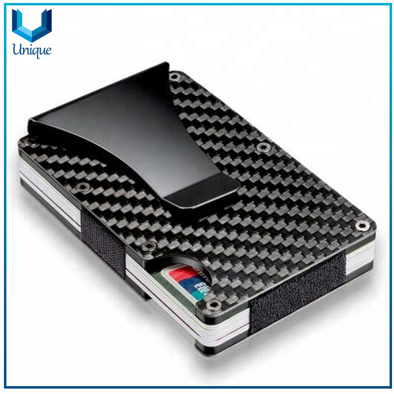 010-001Ultra Thin Metal Wallet RFID Blocking Credit Card Holder Slim Carbon fiber Card Case for Travel and Work
